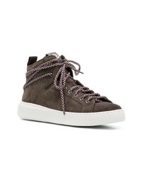 Baskets montantes en daim marron foncé Moncler