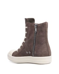 Baskets montantes en daim marron Rick Owens