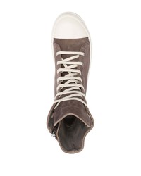 Baskets montantes en daim marron Rick Owens