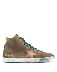 Baskets montantes en daim marron Golden Goose