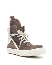 Baskets montantes en daim marron Rick Owens