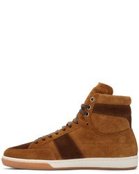 Baskets montantes en daim marron Saint Laurent