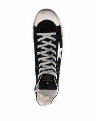 Baskets montantes en daim noires et blanches Golden Goose