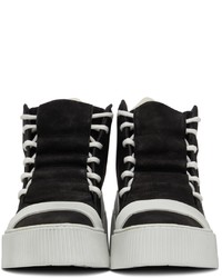 Baskets montantes en daim noires et blanches Boris Bidjan Saberi