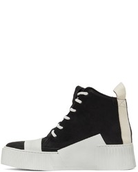 Baskets montantes en daim noires et blanches Boris Bidjan Saberi