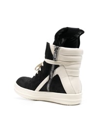 Baskets montantes en daim noires et blanches Rick Owens DRKSHDW