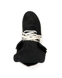 Baskets montantes en daim noires et blanches Rick Owens DRKSHDW