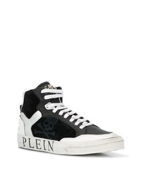 Baskets montantes en daim noires et blanches Philipp Plein