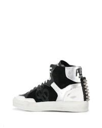 Baskets montantes en daim noires et blanches Philipp Plein