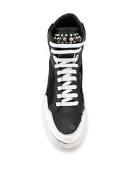 Baskets montantes en daim noires et blanches Philipp Plein