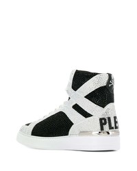 Baskets montantes en daim noires et blanches Philipp Plein