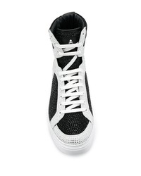 Baskets montantes en daim noires et blanches Philipp Plein