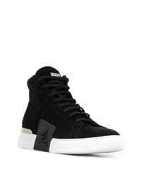 Baskets montantes en daim noires et blanches Philipp Plein