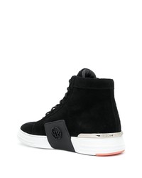 Baskets montantes en daim noires et blanches Philipp Plein