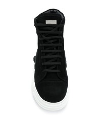 Baskets montantes en daim noires et blanches Philipp Plein