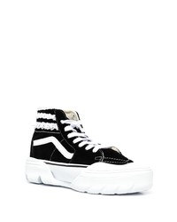 Baskets montantes en daim noires et blanches Vans