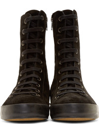 Baskets montantes en daim noires Ann Demeulemeester