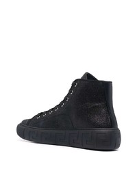 Baskets montantes en daim noires Versace