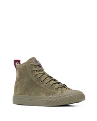 Baskets montantes en daim olive Diesel