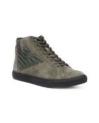 Baskets montantes en daim olive Ea7 Emporio Armani