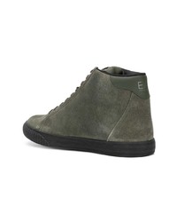 Baskets montantes en daim olive Ea7 Emporio Armani