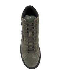 Baskets montantes en daim olive Ea7 Emporio Armani