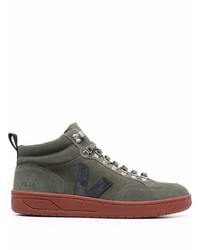 Baskets montantes en daim olive Veja