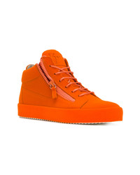 Baskets montantes en daim orange Giuseppe Zanotti Design