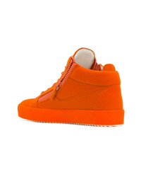 Baskets montantes en daim orange Giuseppe Zanotti Design