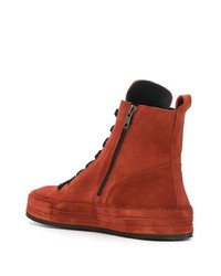 Baskets montantes en daim orange Ann Demeulemeester