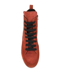 Baskets montantes en daim orange Ann Demeulemeester