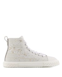 Baskets montantes en daim ornées blanches Giuseppe Zanotti