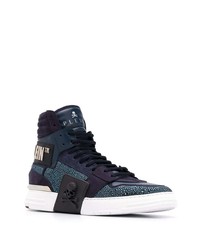 Baskets montantes en daim ornées bleu marine Philipp Plein