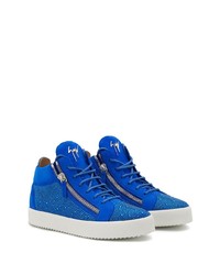 Baskets montantes en daim ornées bleues Giuseppe Zanotti