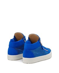 Baskets montantes en daim ornées bleues Giuseppe Zanotti