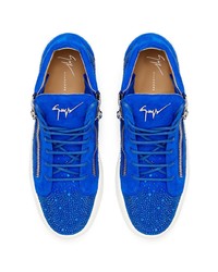 Baskets montantes en daim ornées bleues Giuseppe Zanotti