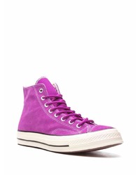 Baskets montantes en daim pourpres Converse