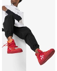 Baskets montantes en daim rouges Off-White