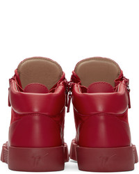 Baskets montantes en daim rouges Giuseppe Zanotti