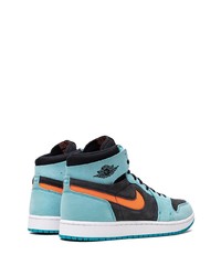 Baskets montantes en daim turquoise Jordan