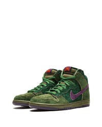 Baskets montantes en daim vert foncé Nike