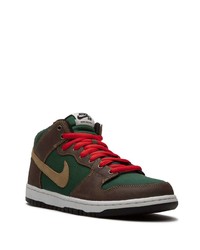 Baskets montantes en daim vert foncé Nike