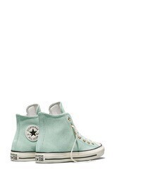 Baskets montantes en daim vert menthe