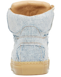 Baskets montantes en denim bleu clair Maison Margiela