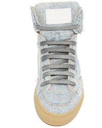 Baskets montantes en denim bleu clair Maison Margiela