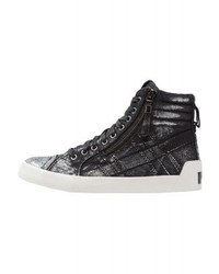 Baskets montantes en denim noires Diesel