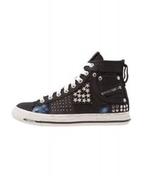 Baskets montantes en denim noires Diesel