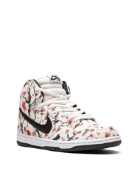 Baskets montantes en toile à fleurs blanches Nike