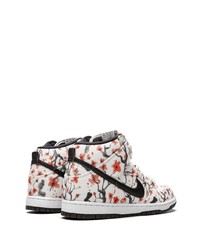 Baskets montantes en toile à fleurs blanches Nike