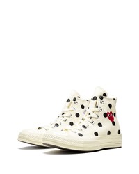 Baskets montantes en toile á pois blanches et noires COMME DES GARÇONS PLAY X CONVERSE